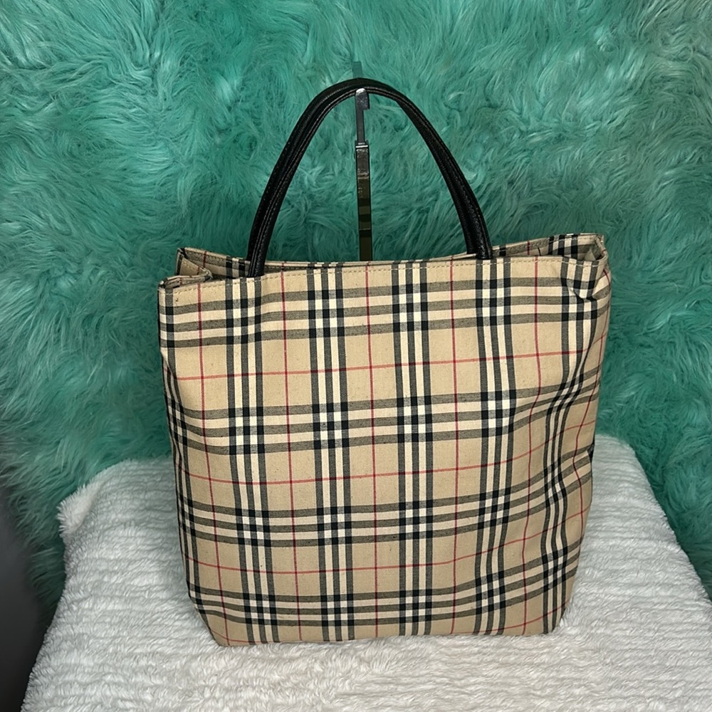 Burberry Beige and Black Checkered Tote - Picture 2 of 10